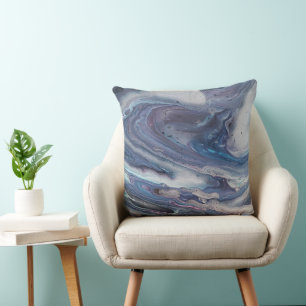 Stylish Gray, Blue, Purple Abstract Design Cushion