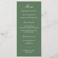 Stylish Grayish Green Wedding Menu