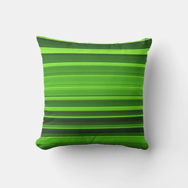 Stylish Green and Black Striped Pattern Cushion (Front)