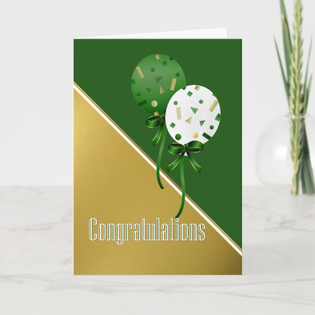 Stylish Green and Gold Graduation Card (Front)