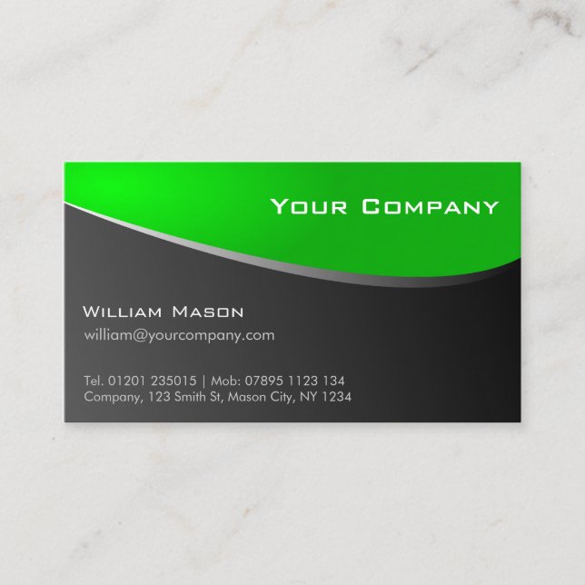 Stylish Green and Grey, Company Business Card (Front)