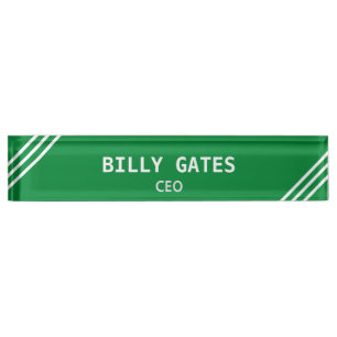 Stylish Green and White Desk Name Plate