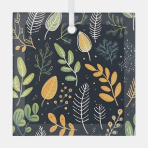 Stylish Green and Yellow Foliage Pattern Glass Tree Decoration