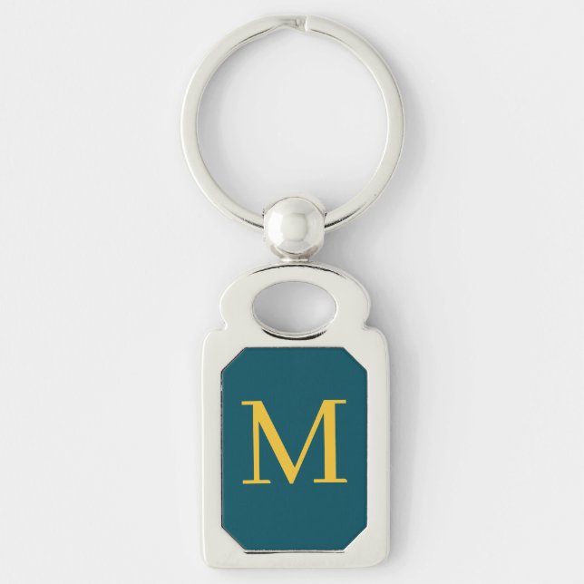 Stylish Green And Yellow Personalised Key Ring (Front)