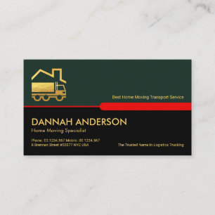 Stylish Green Black Layers Gold Home Truck Moving Business Card