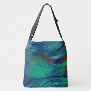 Stylish green blue Abstract Feathers  Crossbody Bag