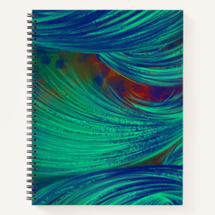 Stylish Green Blue Abstract Feathers Notebook