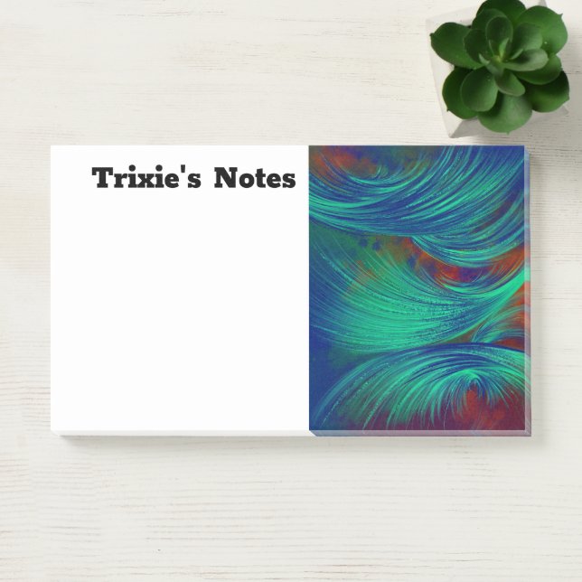 Stylish Green Blue Abstract Feathers  Post-it Notes (Office)