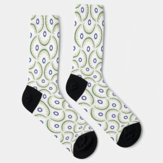 Stylish green blue and white scallop design socks