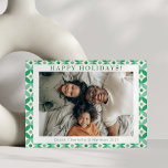 Stylish Green Blue Mid Mod Custom Photo  Holiday Card<br><div class="desc">Stylish Mid Century Mod Pattern in Green and Blue Custom Photo Holiday Card</div>