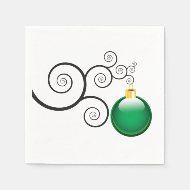 Stylish Green Christmas Ornament Napkin (Front)
