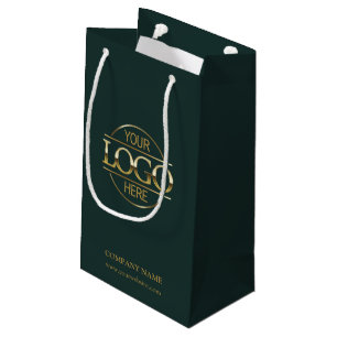 Stylish Green Corporate Company Business Logo Small Gift Bag