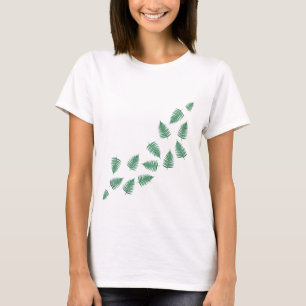 Stylish Green Fern Plants Wave Long Sleeves Shirt