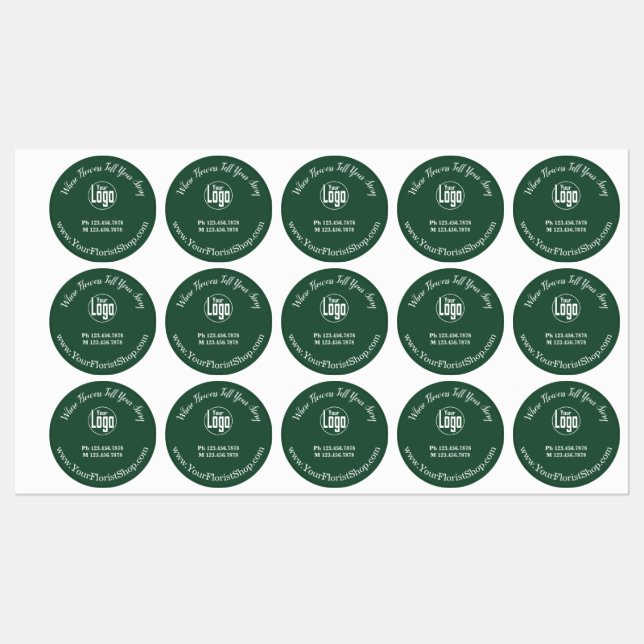 Stylish Green Florist Shop Logo - Contact Round  (Sheet)