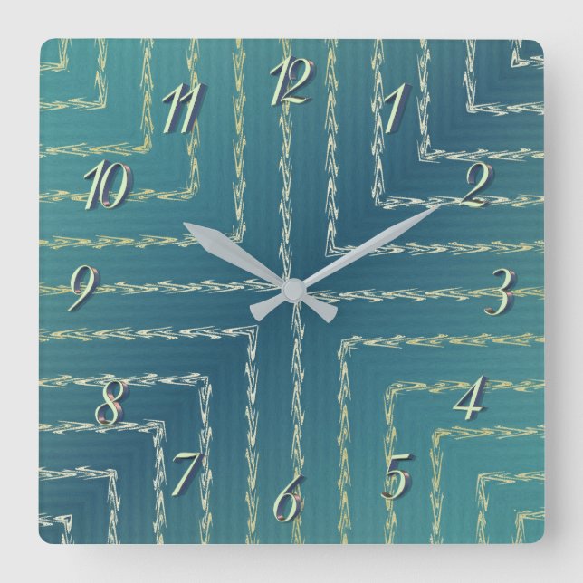 Stylish Green Geometric Wall Clock (Front)