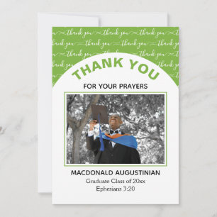Stylish Green Graduate Photo Thank You Card