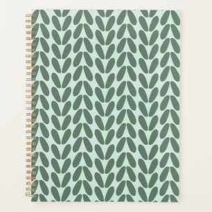 Stylish Green Leaves Pastel Blue Planner