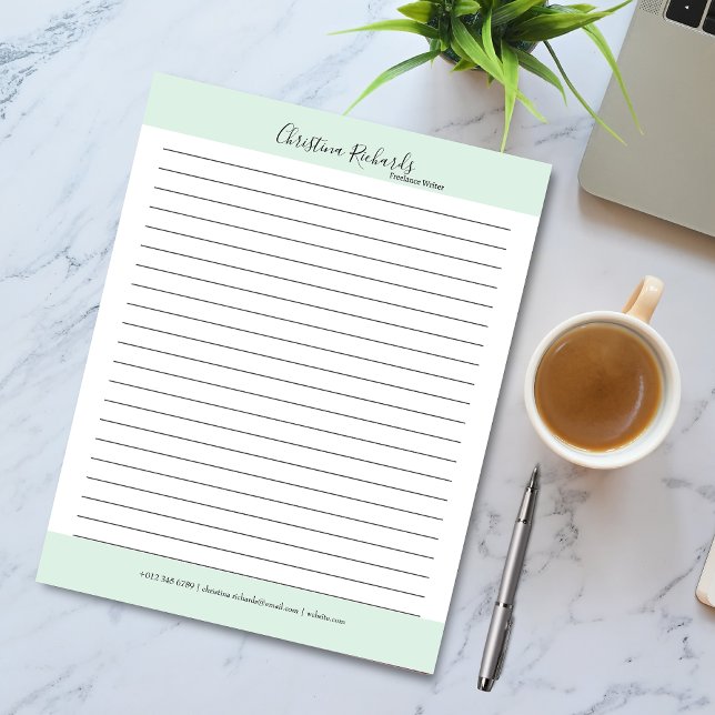 Stylish Green Minimalist Lined Notepad (Creator Uploaded)