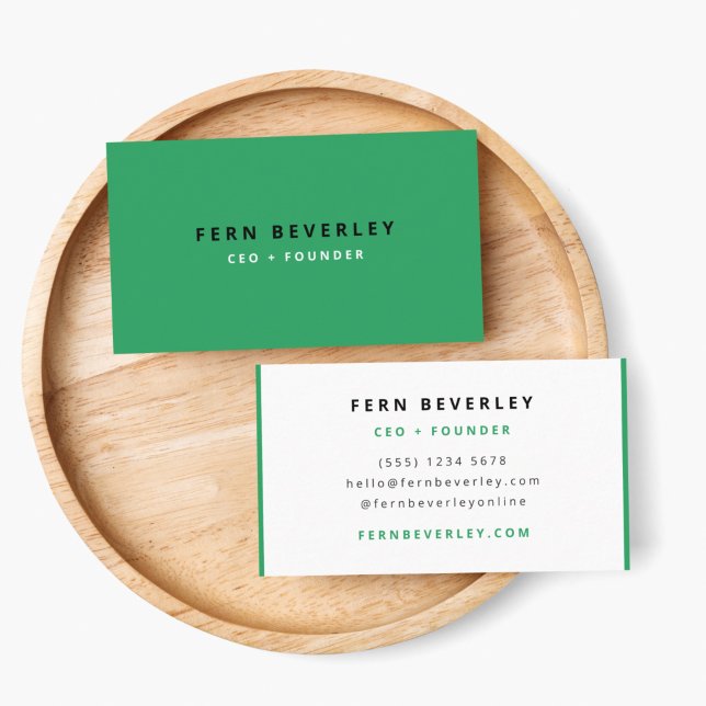Stylish Green Modern Minimalist Clean Simple Business Card (Creator Uploaded)