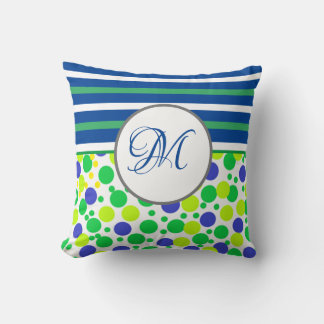 Stylish Green Monogram Christmas  Throw Pillow