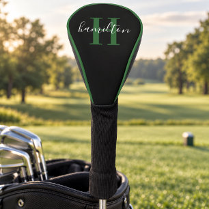 Stylish Green Monogram Name Initial Golf Head Cover