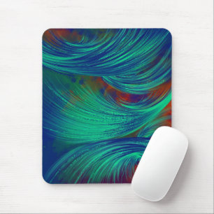 Stylish green navy  Abstract Feathers Mouse Mat