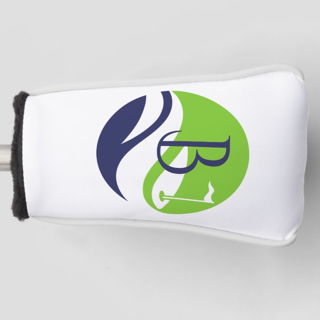 Stylish Green Navy Monogram Fairway Father's Day Golf Head Cover (Front)