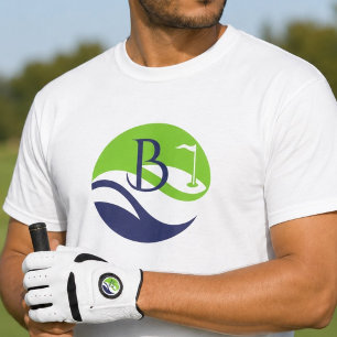 Stylish Green Navy Monogram Fairway Father's Day T-Shirt