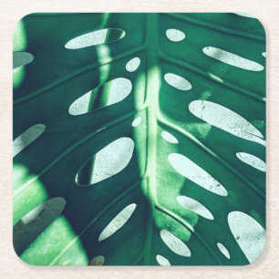 Stylish Green Palm Leaf Paper Coaster