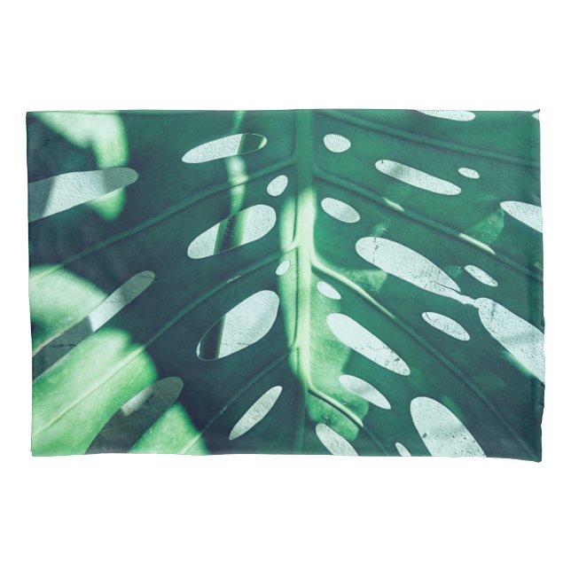 Stylish Green Palm Leaf Pillow Case (Front)