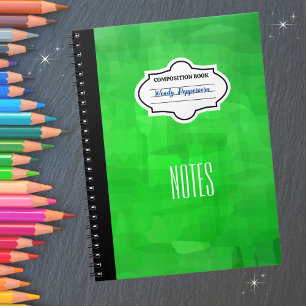 Stylish Green Patterned Personalised Composition Notebook