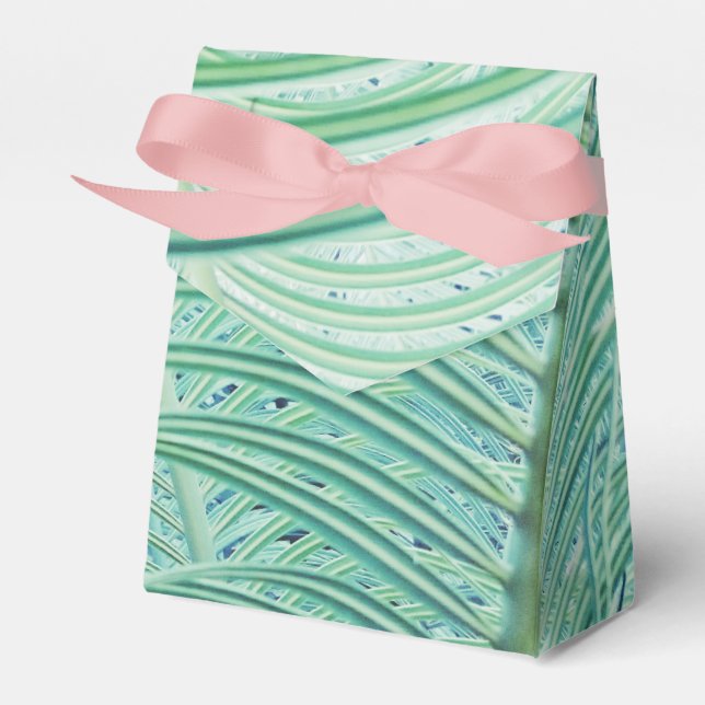 Stylish Green Plant Palm Leaf Favour Box (Front Side)