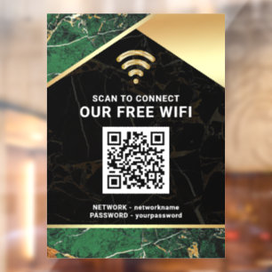 Stylish Green QR Code Wifi Network Password Window Cling