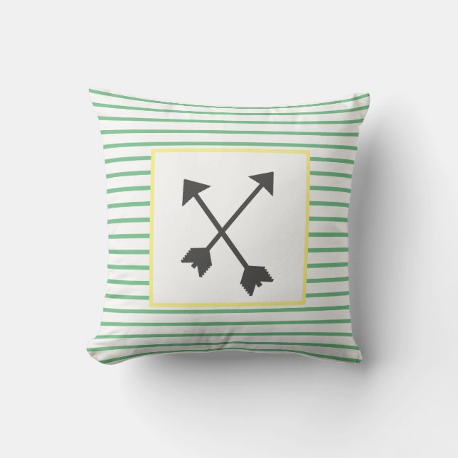 Stylish Green Stripes Lines Cushion Throw Pillow (Front)