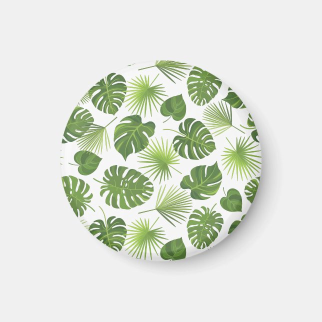 Stylish Green Tropical Leaves Pattern Magnet (Front)