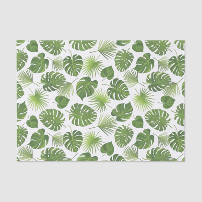 Stylish Green Tropical Leaves Pattern Tissue Paper (Front)
