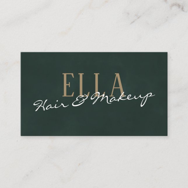 Stylish Green Watercolor Hair Makeup Business Card (Front)