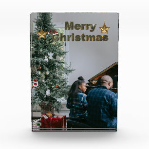 Stylish Greenery Christmas Tree Family Photo