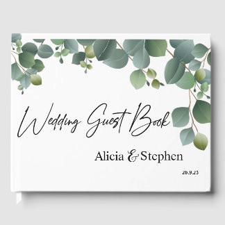 Stylish Greenery Modern Wedding Guestbook