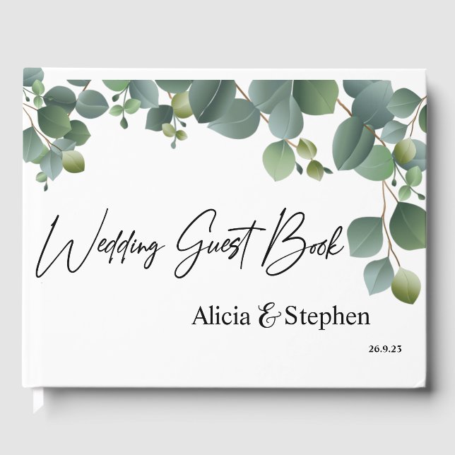Stylish Greenery Modern Wedding Guestbook (Front)