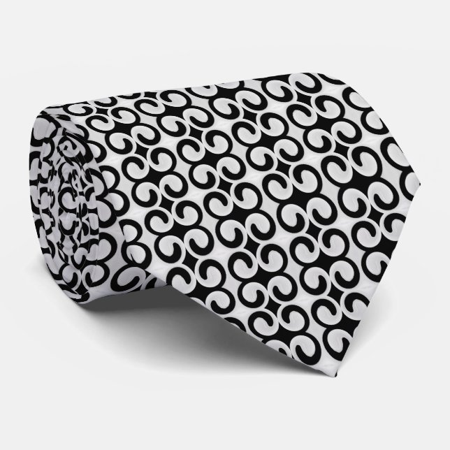 Stylish Grey and Black Pattern Tie (Rolled)
