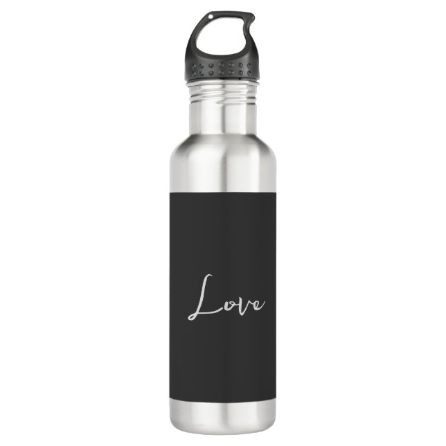 Stylish Grey Background Love Wedding 710 Ml Water Bottle (Front)