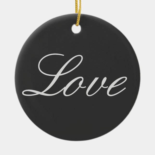 Stylish Grey Background Love Wedding Ceramic Tree Decoration (Front)