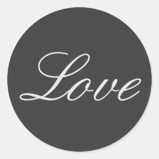 Stylish Grey Background Love Wedding Classic Round Sticker