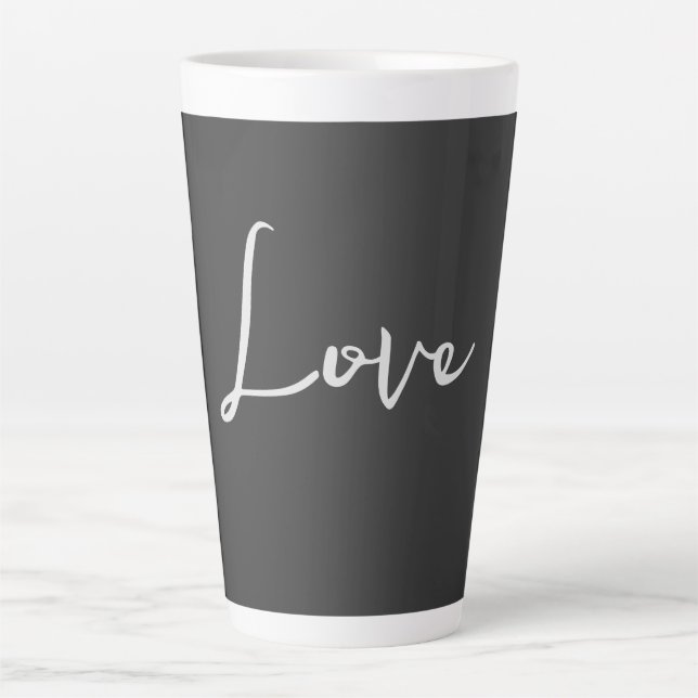 Stylish Grey Background Love Wedding Latte Mug (Front)