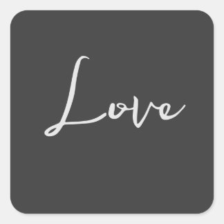 Stylish Grey Background Love Wedding Square Sticker