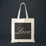 Stylish Grey Background Love Wedding Tote Bag<br><div class="desc">You can easily change the fonts and colours. You can also add your logo and the background image as you like.</div>