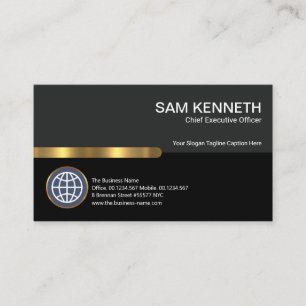 Stylish Grey Black Columns Gold Stripe CEO Founder Business Card