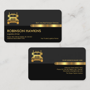 Stylish Grey Black Layers Logistics Transporter Business Card