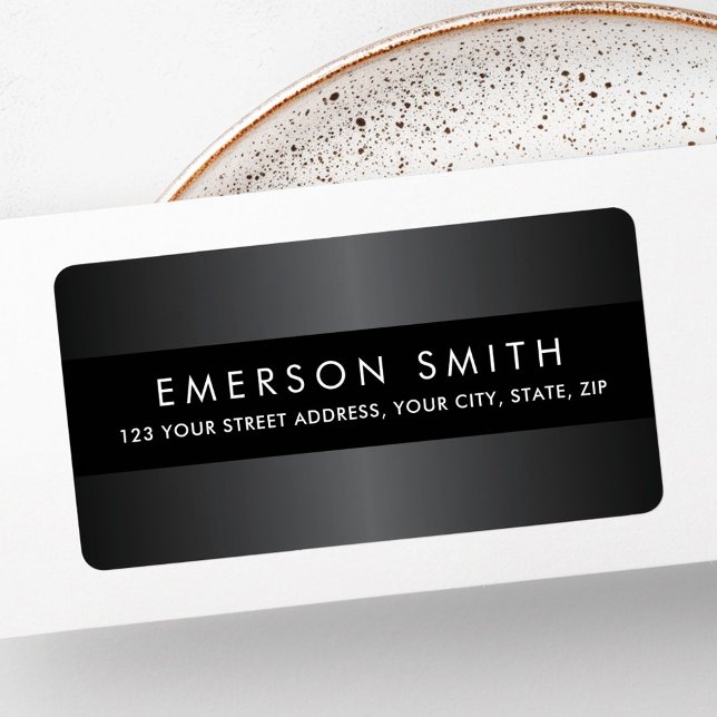 Stylish grey black minimalist return address label (Stylish gray black minimalist return address label)
